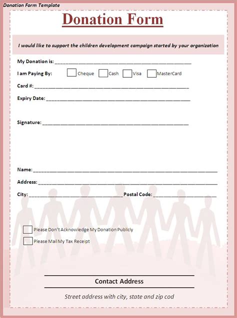 Donation Form Template | Excel & Word Templates Inside Donation Card